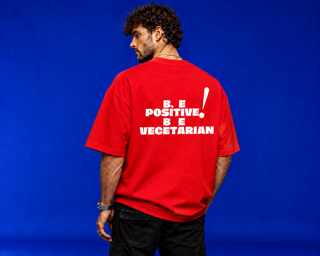 Red Crafted "Be Positive Be Vegetarian" for live savers.