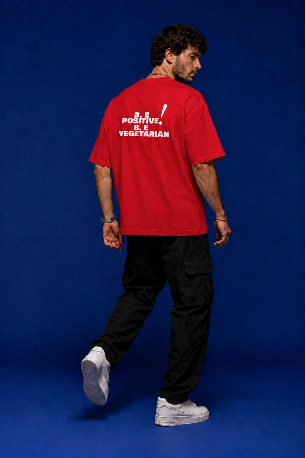 Red Crafted "Be Positive Be Vegetarian" for live savers.